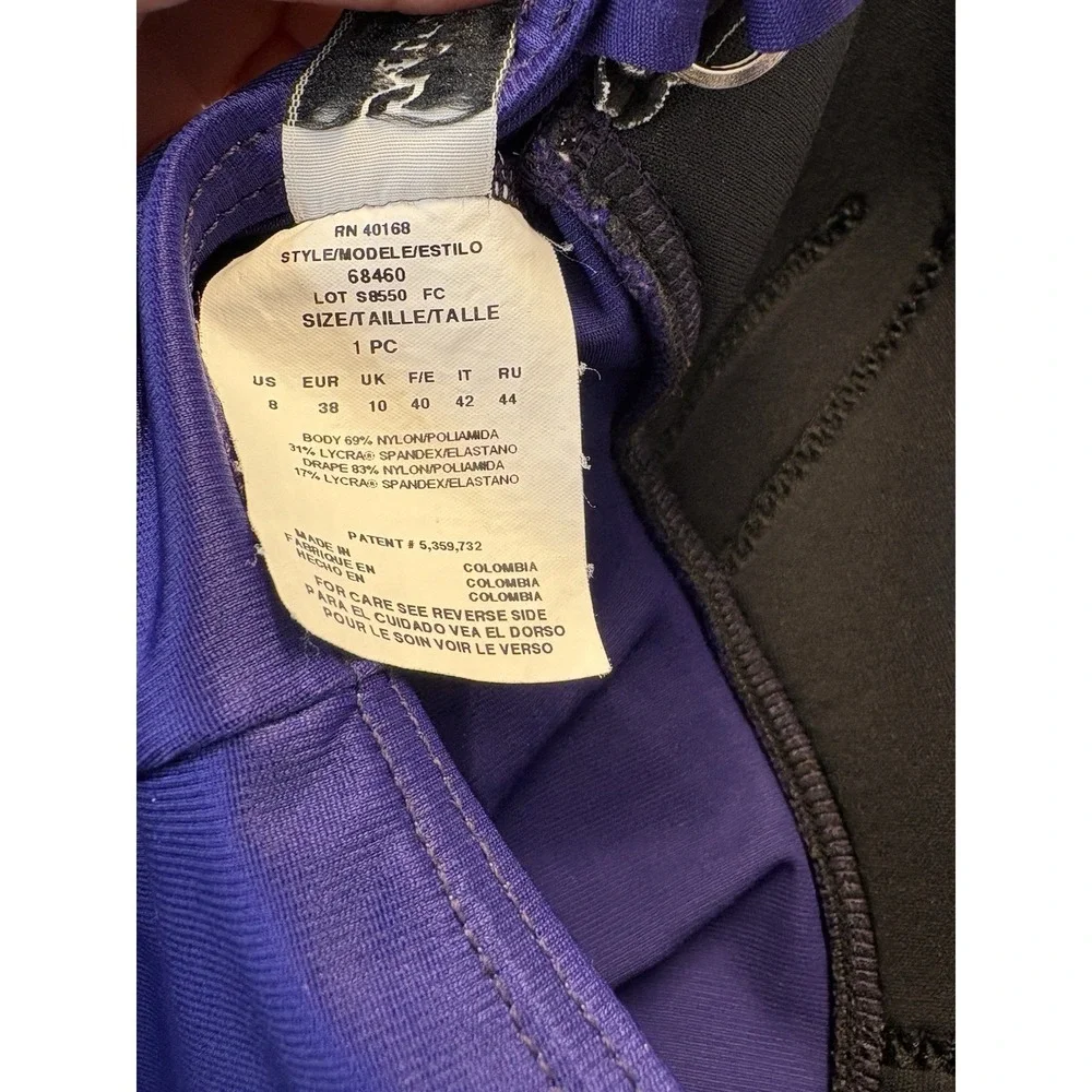 Miraclesuit Swimsuit Size 8 One Piece Purple Azule Ruched Slimming Sweetheart